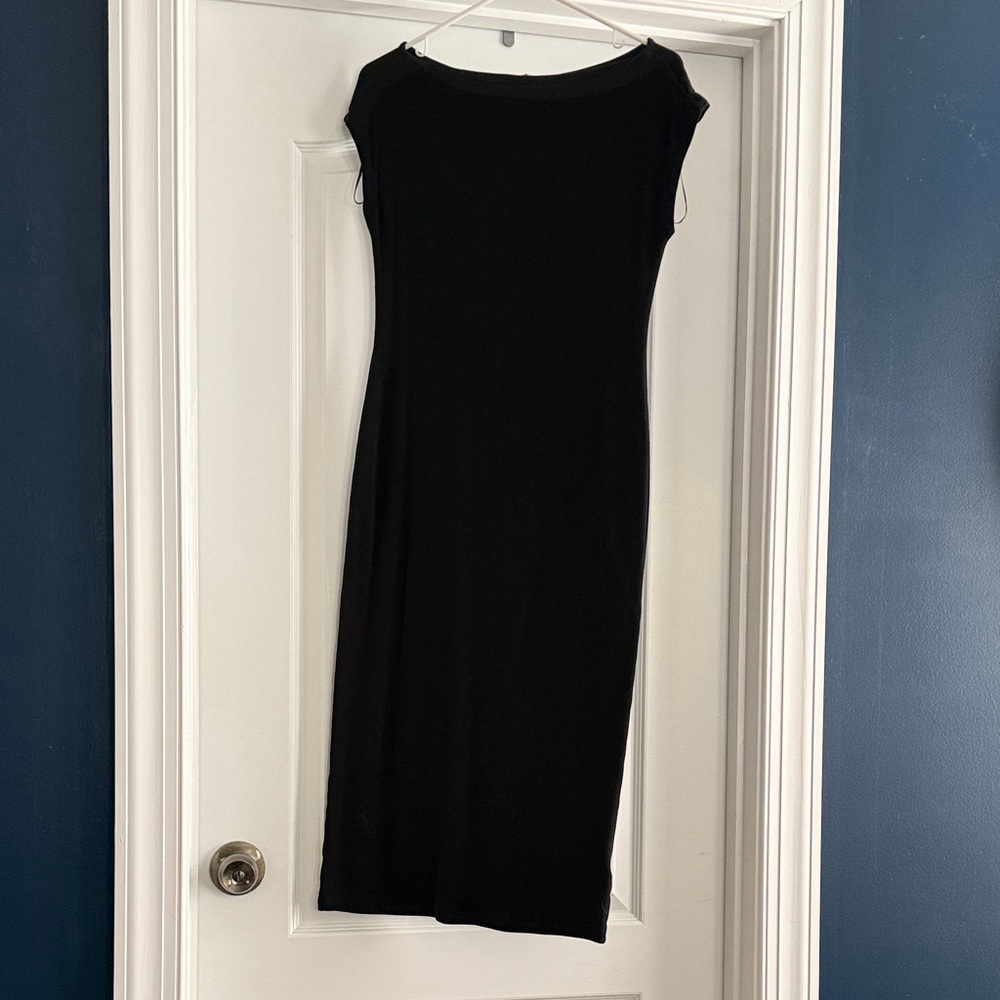 H&M Black Cap-Sleeve Midi Dress